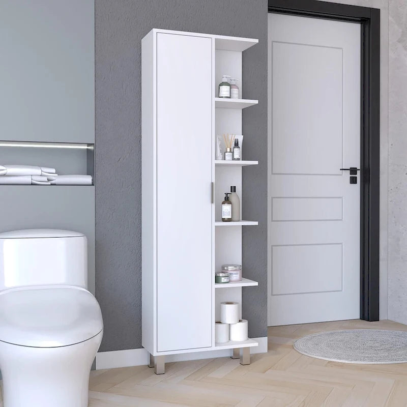 Crovie 63 Tall Modern Bathroom Seven Shelves Tall Linen Tower