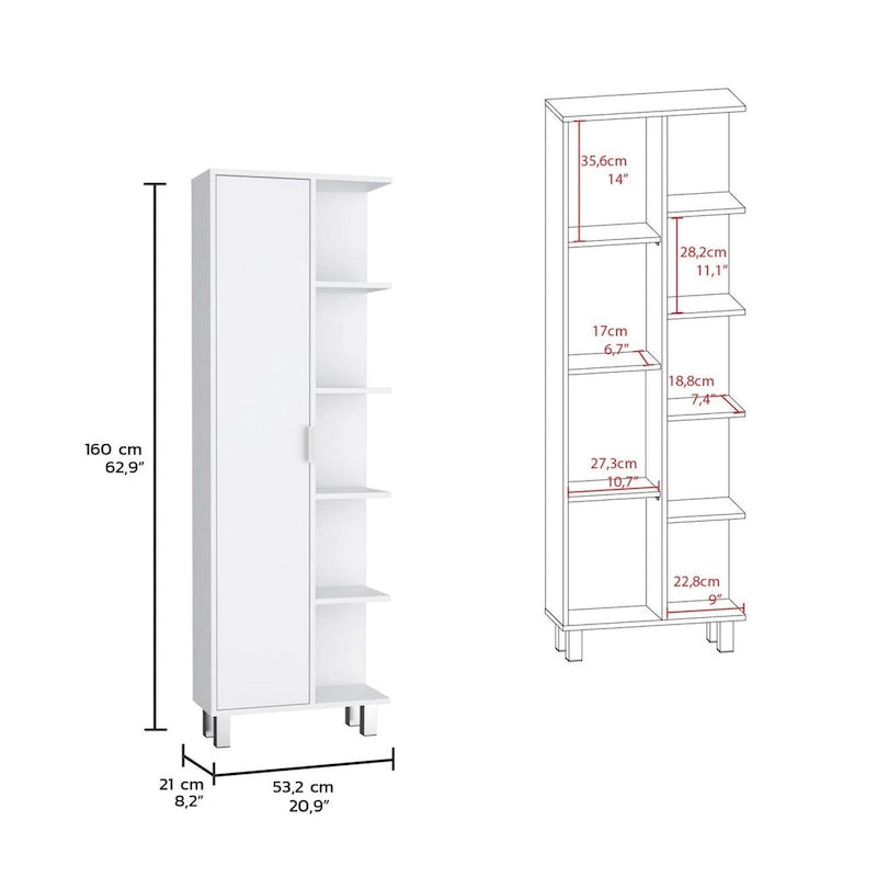 Crovie 63 Tall Modern Bathroom Seven Shelves Tall Linen Tower