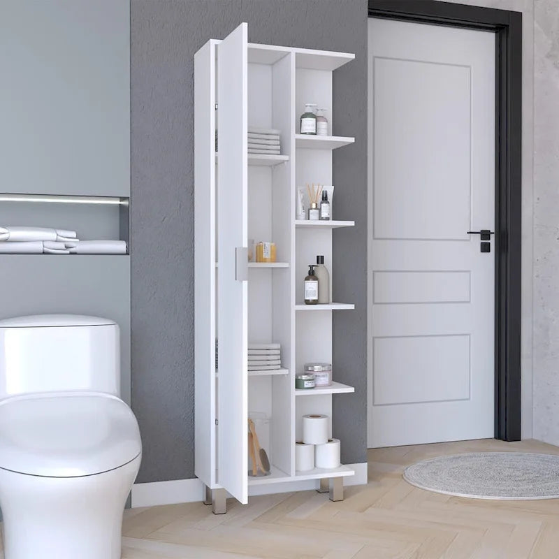 Crovie 63 Tall Modern Bathroom Seven Shelves Tall Linen Tower
