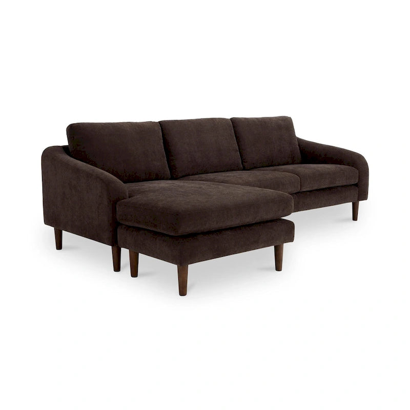NADAAL STUDIOS Drew, Sectional with Reversible Chaise, Dark Brown - 98 X 59.2 X 33.5