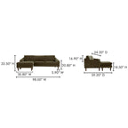 NADAAL STUDIOS Drew, Sectional with Reversible Chaise, Dark Brown - 98 X 59.2 X 33.5
